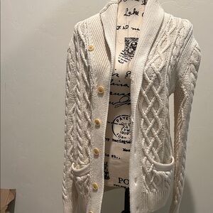 J. Crew Ivory Cable Knit Cardigan
